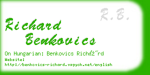 richard benkovics business card